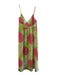 Trina Turk Size 10 Green & Pink Silk Floral V Neck Back Zip Dress Green & Pink / 10