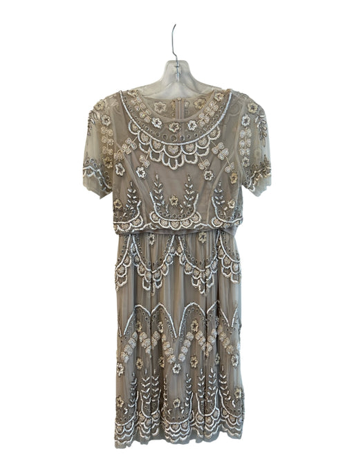 Needle & Thread Size 2 Beige & White No Fabric Tag Slip Attached Back Zip Dress Beige & White / 2