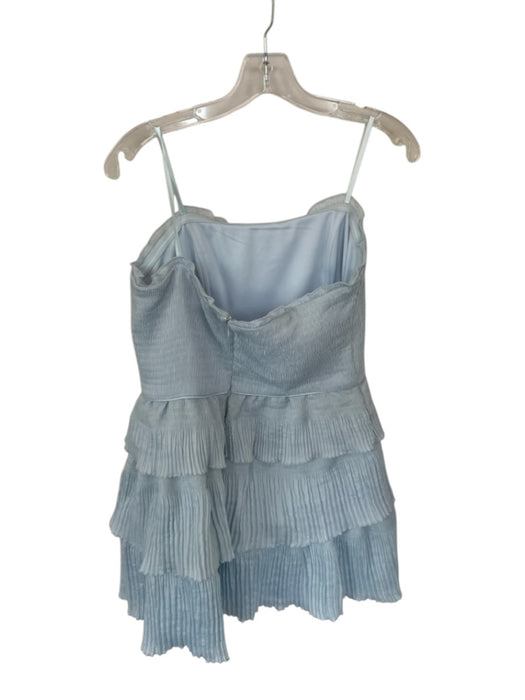Aqua Size 16 Baby Blue Polyester Strapless smocked Acordian Pleats Dress Baby Blue / 16