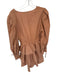 En Saison Size L Tan & brown Cotton Long Balloon Sleeve Striped Dress Tan & brown / L