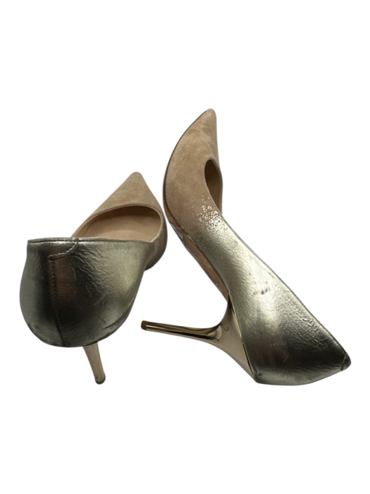 Jimmy Choo Shoe Size 36 Tan & Gold Suede Metallic Stiletto Pointed Toe Pumps Tan & Gold / 36