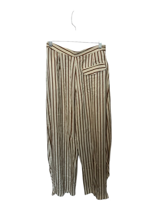 Zara Size S Cream, Red & Green Viscose High Waist Striped Wide Leg Pants Cream, Red & Green / S