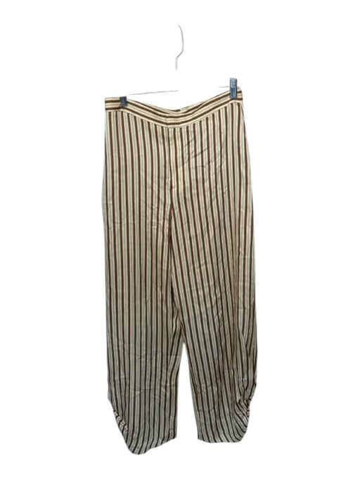 Zara Size S Cream, Red & Green Viscose High Waist Striped Wide Leg Pants Cream, Red & Green / S