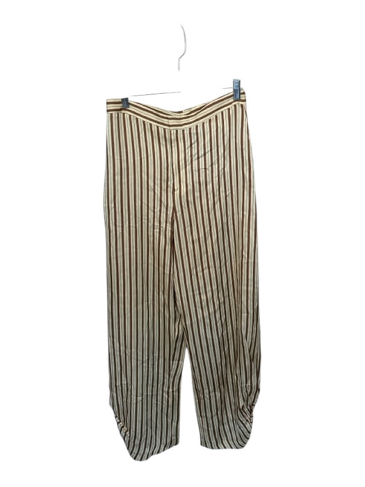 Zara Size S Cream, Red & Green Viscose High Waist Striped Wide Leg Pants Cream, Red & Green / S