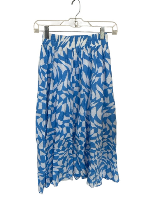 Meet me in Santorini Size XS Blue & White Cotton Blend Elastic Waist Lined Skirt Blue & White / XS