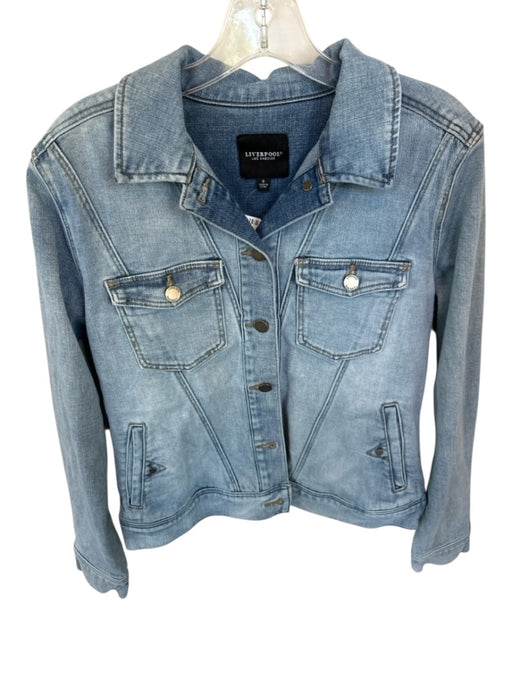 Liverpool Size S Med Light Wash Cotton Blend Button Down Denim Jacket Med Light Wash / S