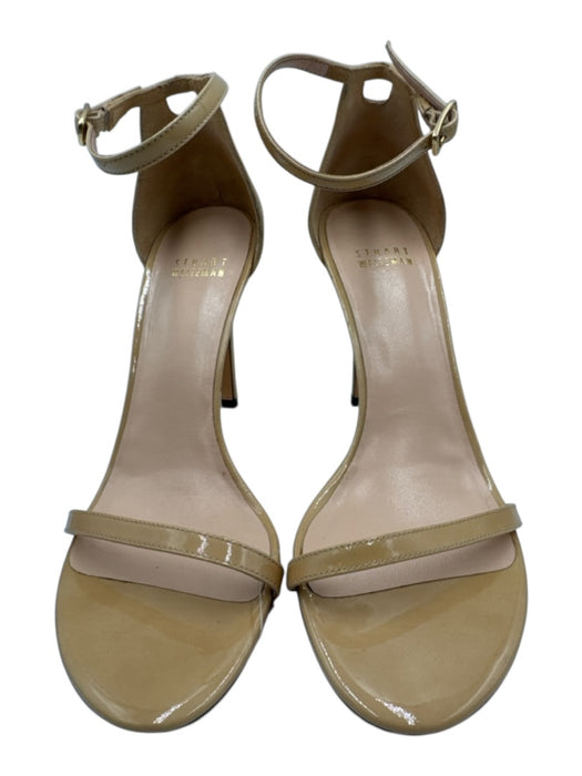 Stuart Weitzman Shoe Size 8 Beige Patent Leather Stiletto Open Toe Pumps Beige / 8