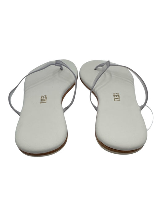 Tkees Shoe Size 8 White Leather Flip Flop Thong Strap Sandals White / 8