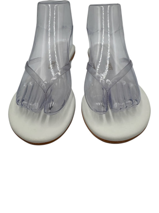 Tkees Shoe Size 8 White Leather Flip Flop Thong Strap Sandals White / 8