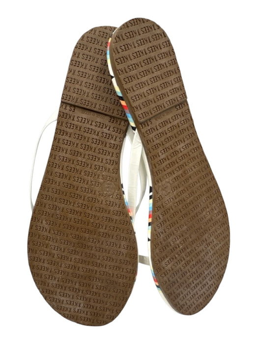 Tkees Shoe Size 8 White & Multi Patent Leather Flip Flop Thong Strap Sandals White & Multi / 8