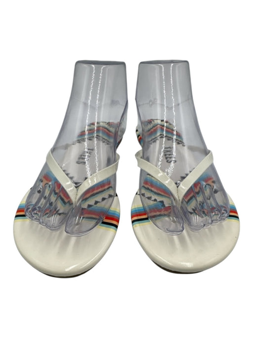 Tkees Shoe Size 8 White & Multi Patent Leather Flip Flop Thong Strap Sandals White & Multi / 8