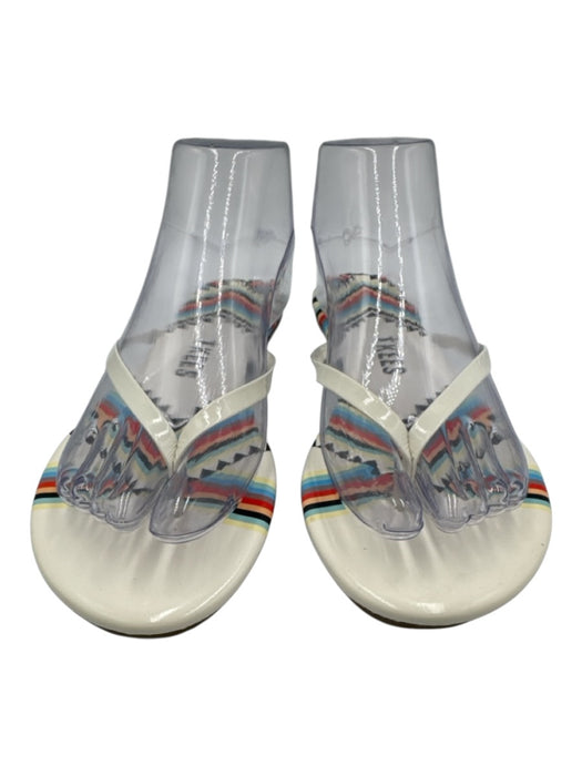 Tkees Shoe Size 8 White & Multi Patent Leather Flip Flop Thong Strap Sandals White & Multi / 8