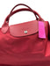 Longchamp Red Nylon & Leather Button Clasp Zip Close Neverfull Crossbody Bag Red