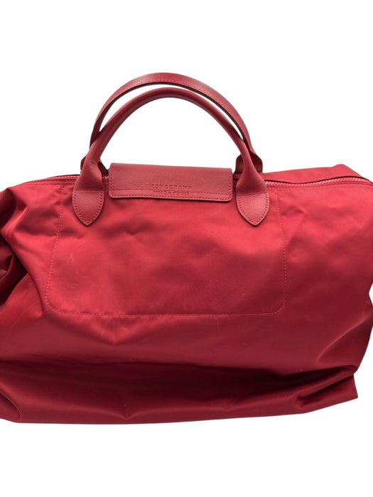 Longchamp Red Nylon & Leather Button Clasp Zip Close Neverfull Crossbody Bag Red
