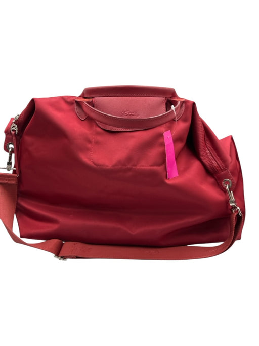 Longchamp Red Nylon & Leather Button Clasp Zip Close Neverfull Crossbody Bag Red