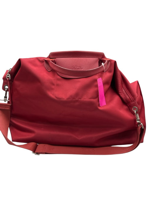 Longchamp Red Nylon & Leather Button Clasp Zip Close Neverfull Crossbody Bag Red