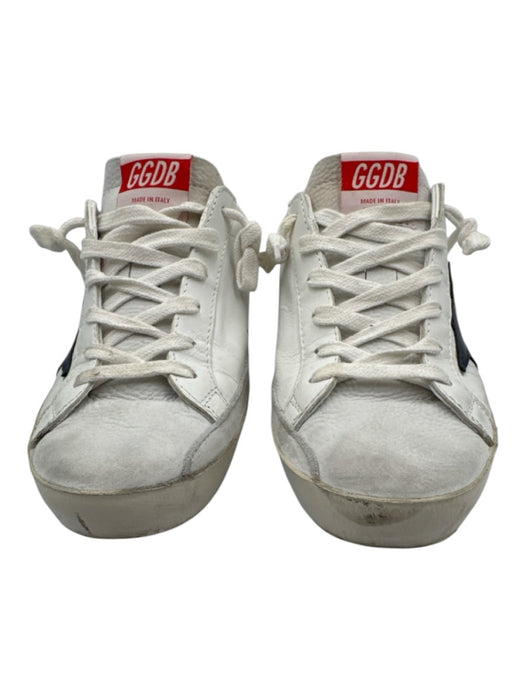 Golden Goose Shoe Size 38 White & Navy Leather Lace Up Sneaker Low Top Sneakers White & Navy / 38