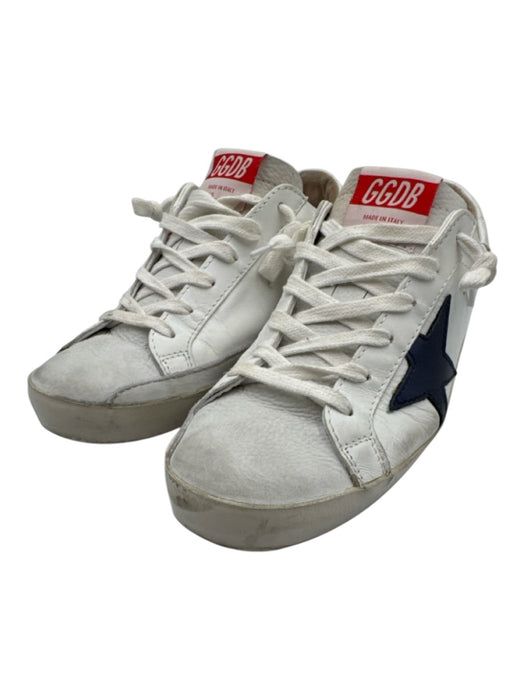 Golden Goose Shoe Size 38 White & Navy Leather Lace Up Sneaker Low Top Sneakers White & Navy / 38