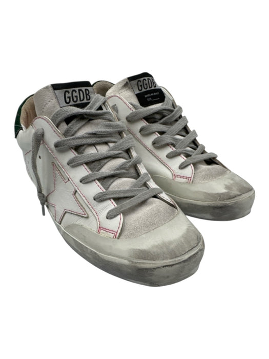 Golden Goose Shoe Size 38 White & Green Leather Lace Up Sneaker Low Top Sneakers White & Green / 38