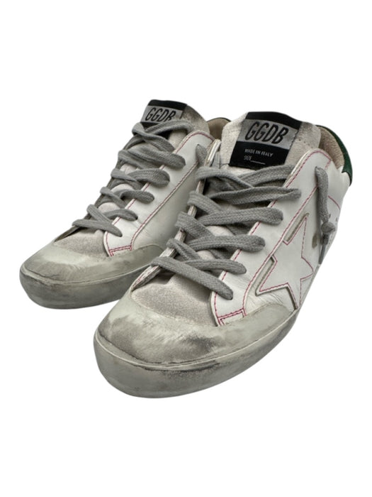 Golden Goose Shoe Size 38 White & Green Leather Lace Up Sneaker Low Top Sneakers White & Green / 38