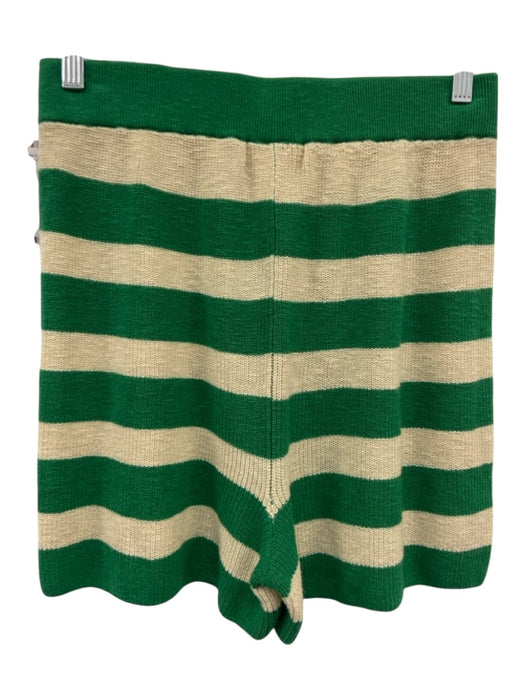 Free-est Size M Green & Beige Cotton & Acrylic Long Sleeve Stripe Knit Short Set Green & Beige / M