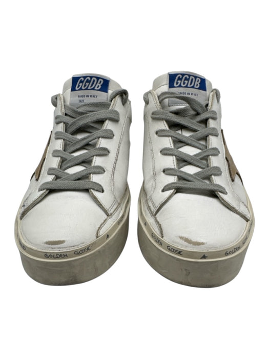 Golden Goose Shoe Size 38 White & Gold Leather Lace Up Sneaker Low Top Sneakers White & Gold / 38