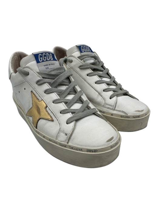 Golden Goose Shoe Size 38 White & Gold Leather Lace Up Sneaker Low Top Sneakers White & Gold / 38