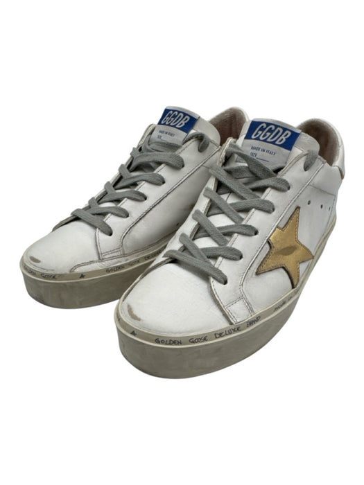 Golden Goose Shoe Size 38 White & Gold Leather Lace Up Sneaker Low Top Sneakers White & Gold / 38
