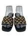 Prada Shoe Size 38.5 Black & Beige Leather Jacquard Slide Heel Box Inc. Sandals Black & Beige / 38.5