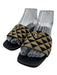 Prada Shoe Size 38.5 Black & Beige Leather Jacquard Slide Heel Box Inc. Sandals Black & Beige / 38.5