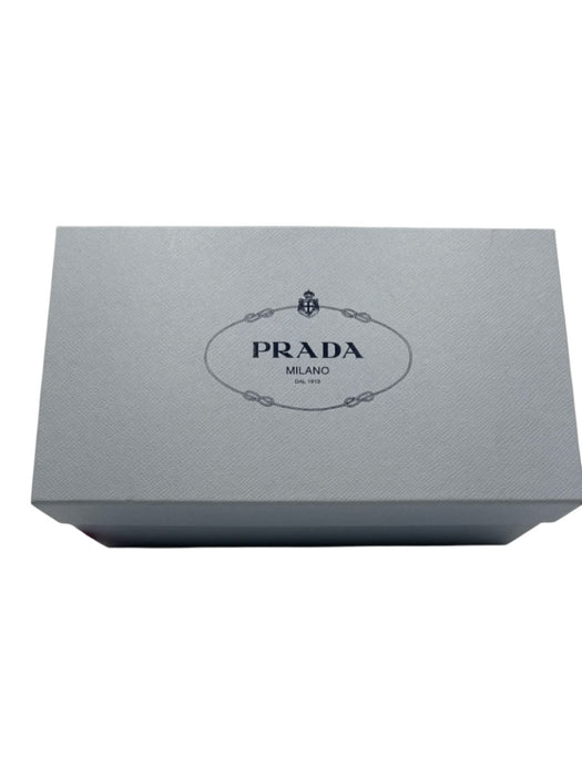 Prada Shoe Size 38.5 Black & Beige Leather Jacquard Slide Heel Box Inc. Sandals Black & Beige / 38.5