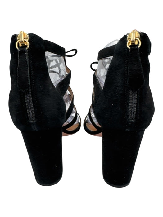 Aquazzura Shoe Size 38 Black Leather Block Heel Strappy Open Toe Pumps Black / 38