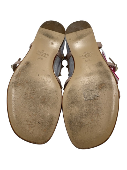 Valentino Shoe Size 38.5 Beige Pink Leather Gladiator Studs Open Toe Sandals Beige Pink / 38.5