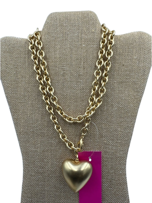 Roxanne Assoulin Gold Metal Heart Charm Lobster Clasp Chain Necklace Gold