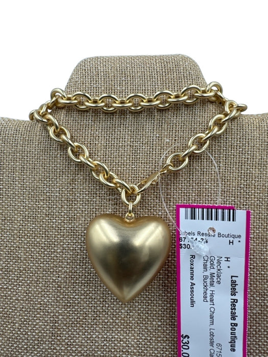 Roxanne Assoulin Gold Metal Heart Charm Lobster Clasp Chain Necklace Gold
