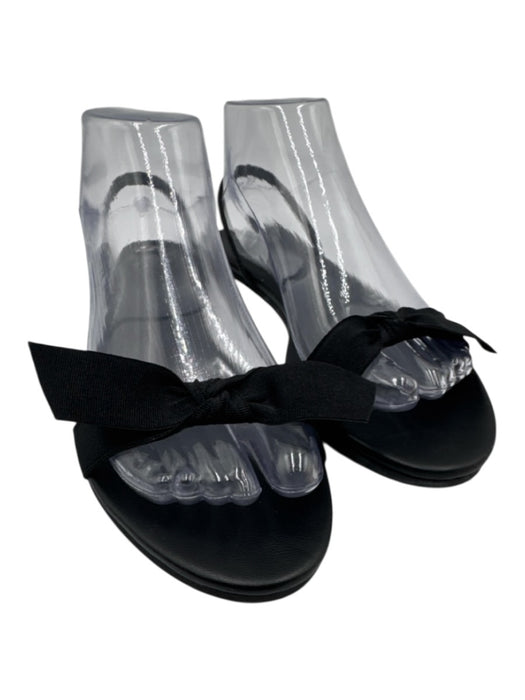 The Row Shoe Size 38.5 Black Leather Grosgrain Ribbon Slingback Sandals Black / 38.5
