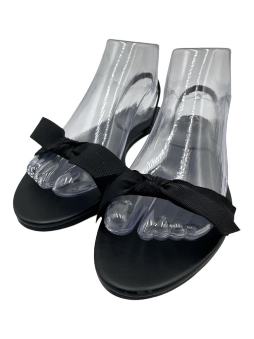 The Row Shoe Size 38.5 Black Leather Grosgrain Ribbon Slingback Sandals Black / 38.5