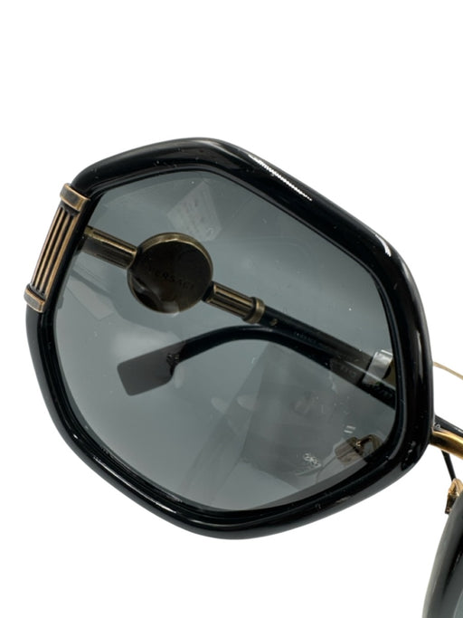 Versace black & gold Acetate Medusa Geometric Sunglasses Black & Gold