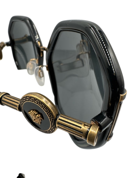 Versace black & gold Acetate Medusa Geometric Sunglasses Black & Gold