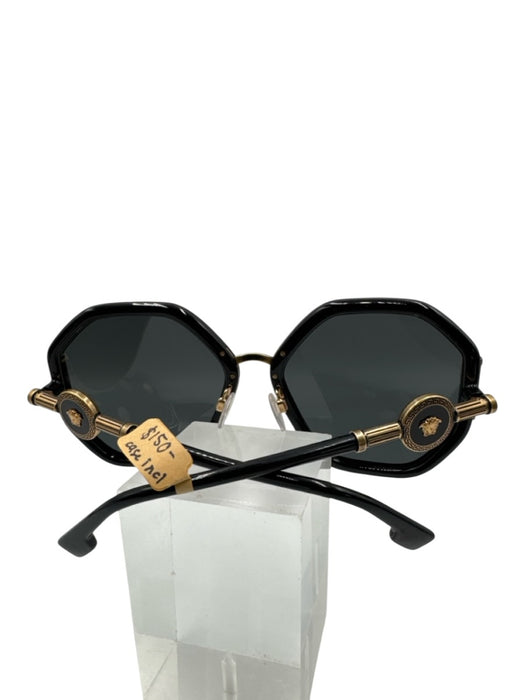 Versace black & gold Acetate Medusa Geometric Sunglasses Black & Gold