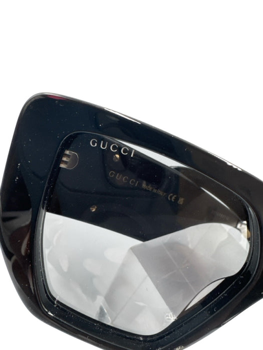 Gucci Black Acetate Square Lens Cat Eye Sunglasses Black