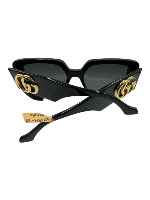 Gucci Black Acetate Square Lens Cat Eye Sunglasses Black