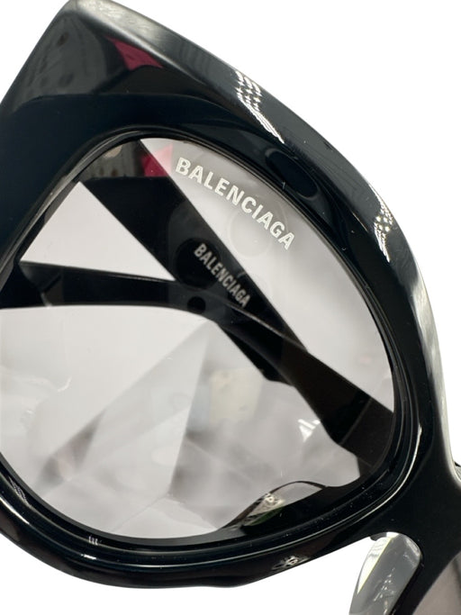 Balenciaga Black Acetate Cat Eye Squarish Sunglasses Black
