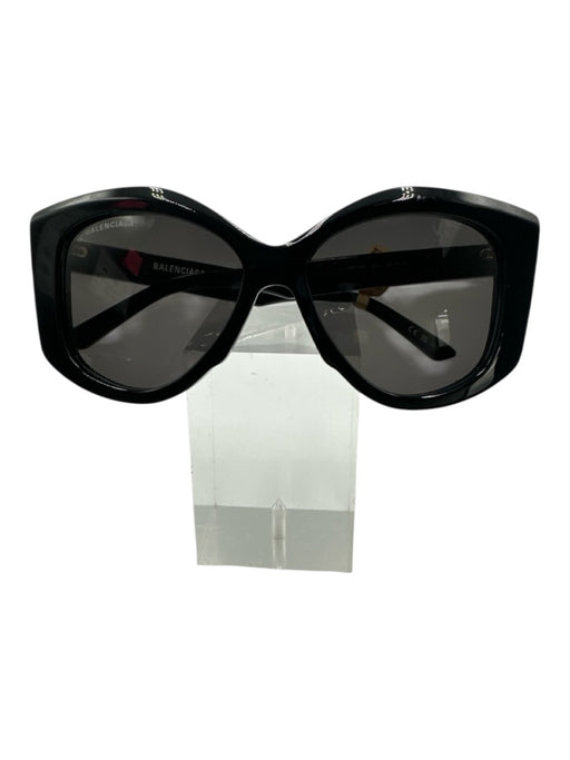 Balenciaga Black Acetate Cat Eye Squarish Sunglasses Black