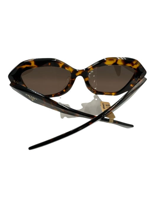 Prada Brown & Yellow Acetate Geometric Tortoiseshell Squarish Sunglasses Brown & Yellow
