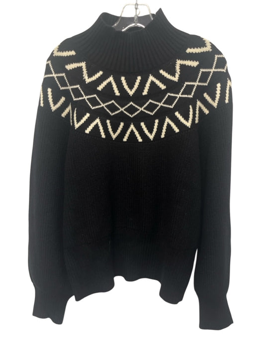 Varley Size Large Black & Cream Viscose Blend Knit Balloon Sleeve Sweater Black & Cream / Large