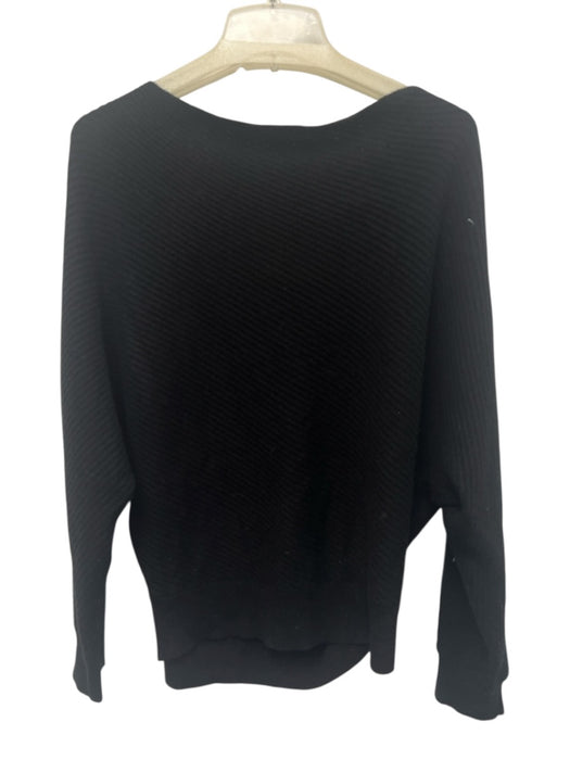 The Reset Size XL Black Wool Blend Rib Knit One Shoulder Diagnol Stripe Sweater Black / XL