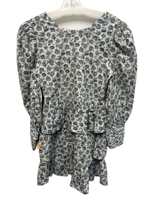 Love Shack Fancy Size 2 Gray, White, Black Cotton Long puff sleeve V Neck Dress Gray, White, Black / 2