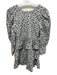 Love Shack Fancy Size 2 Gray, White, Black Cotton Long puff sleeve V Neck Dress Gray, White, Black / 2