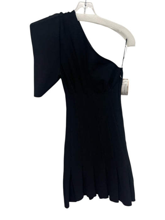 Misha Collection Size 2 Black Rayon & Polyester One Sleeve Pleated Mini Dress Black / 2